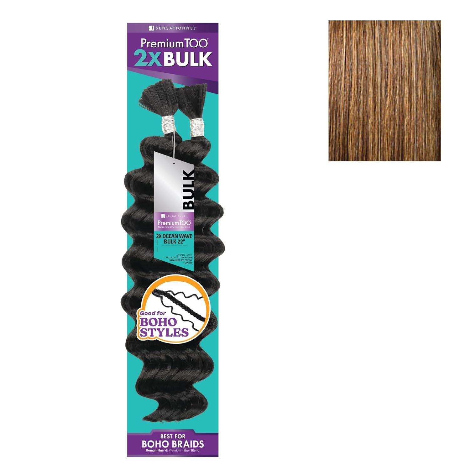 imageSensationnel PremToo Bulk Weaving 2X Ocean Wave Human Hair Blend for Boho Knotless Box or Curly Loose Wave Styles 1 Pack 14 inch 1 JETBLACKS427