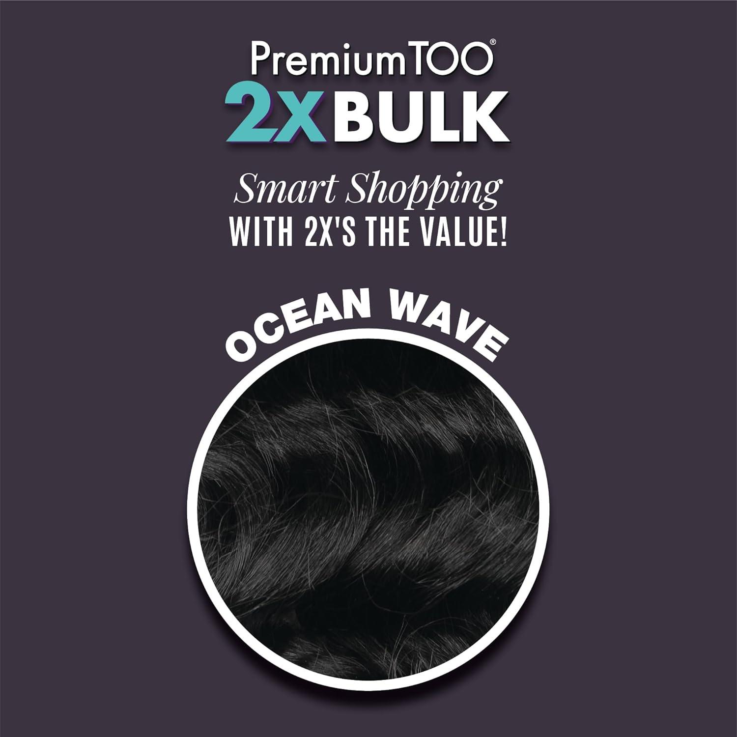 imageSensationnel PremToo Bulk Weaving 2X Ocean Wave Human Hair Blend for Boho Knotless Box or Curly Loose Wave Styles 1 Pack 14 inch 1 JETBLACKS427