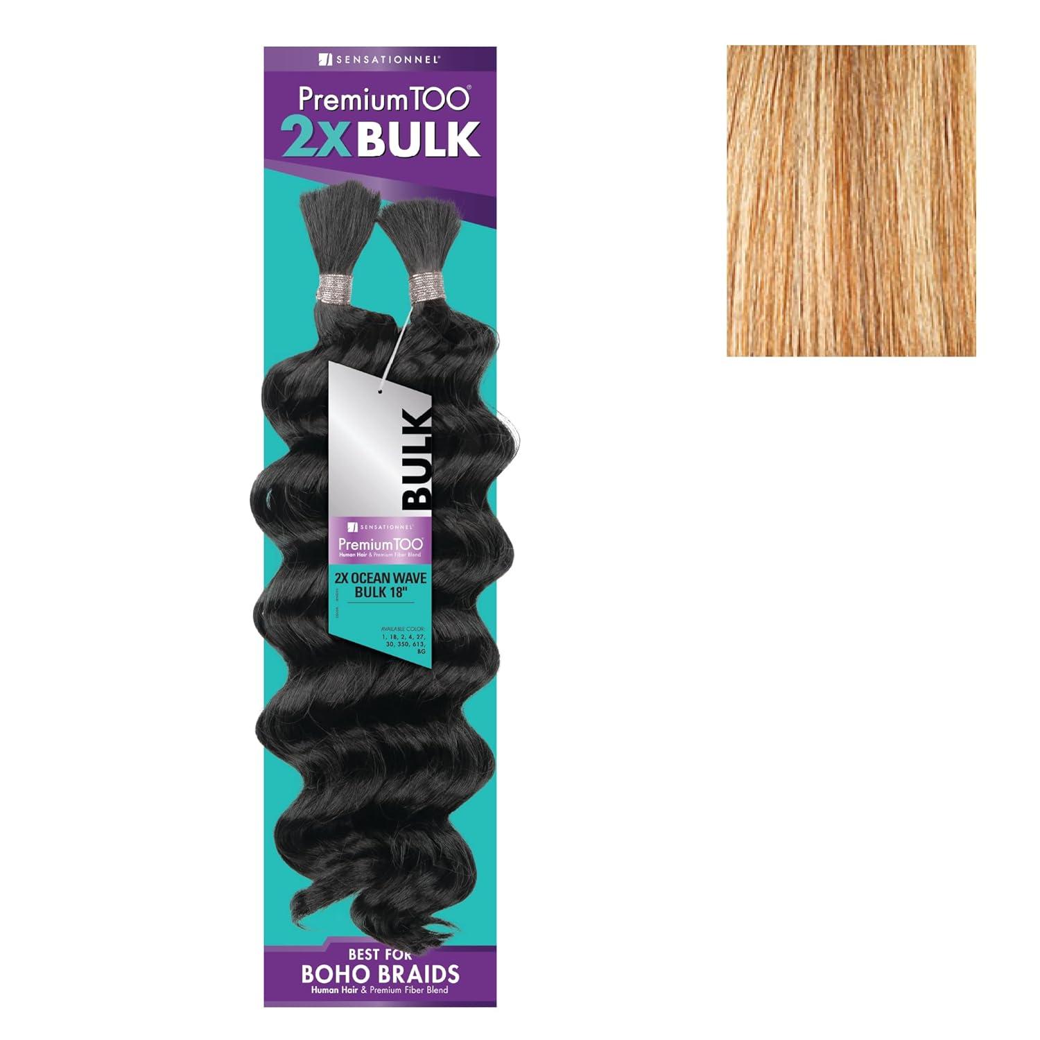 imageSensationnel PremToo Bulk Weaving 2X Ocean Wave Human Hair Blend for Boho Knotless Box or Curly Loose Wave Styles 1 Pack 14 inch 1 JETBLACKS42730