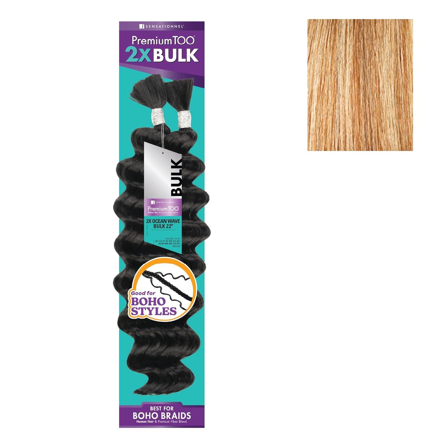 imageSensationnel PremToo Bulk Weaving 2X Ocean Wave Human Hair Blend for Boho Knotless Box or Curly Loose Wave Styles 1 Pack 14 inch 1 JETBLACKS42730