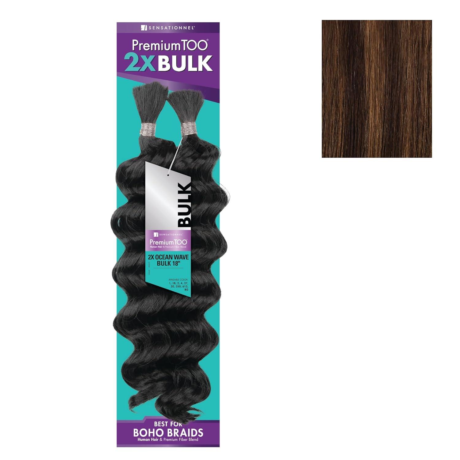 imageSensationnel PremToo Bulk Weaving 2X Ocean Wave Human Hair Blend for Boho Knotless Box or Curly Loose Wave Styles 1 Pack 14 inch 1 JETBLACKS430