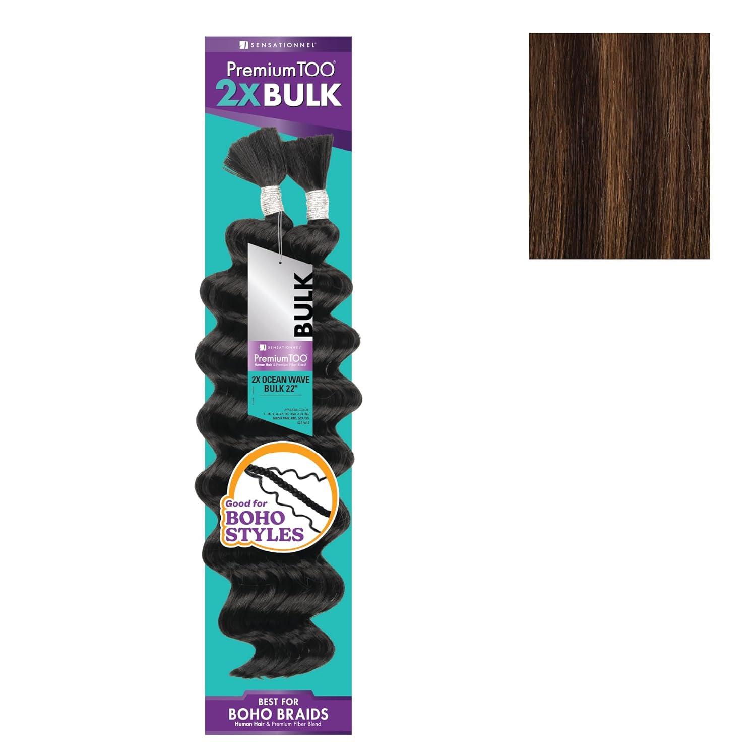 imageSensationnel PremToo Bulk Weaving 2X Ocean Wave Human Hair Blend for Boho Knotless Box or Curly Loose Wave Styles 1 Pack 14 inch 1 JETBLACKS430