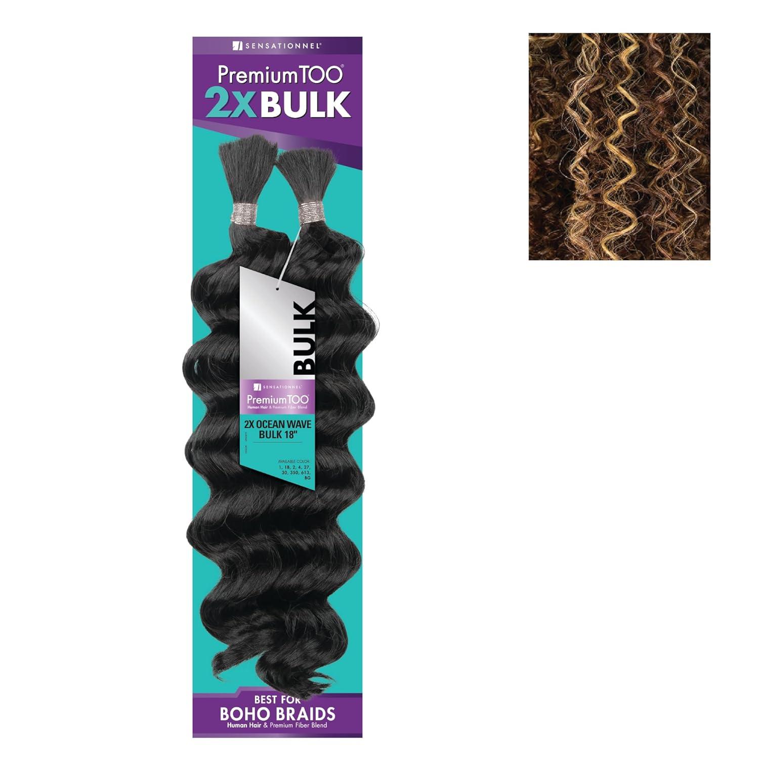 imageSensationnel PremToo Bulk Weaving 2X Ocean Wave Human Hair Blend for Boho Knotless Box or Curly Loose Wave Styles 1 Pack 14 inch 1 JETBLACKS430613