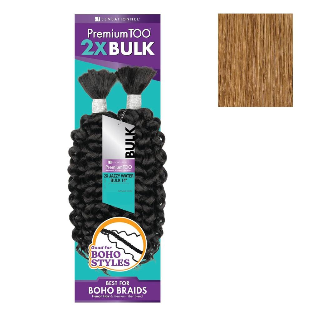 imageSensationnel PremToo Bulk Weaving 2X Jazzy Water Human Hair Blend for Boho Knotless Box or Curly Loose Wave Styles 1 Pack 14 inch 1 JETBLACK27 HONEYBLONDE