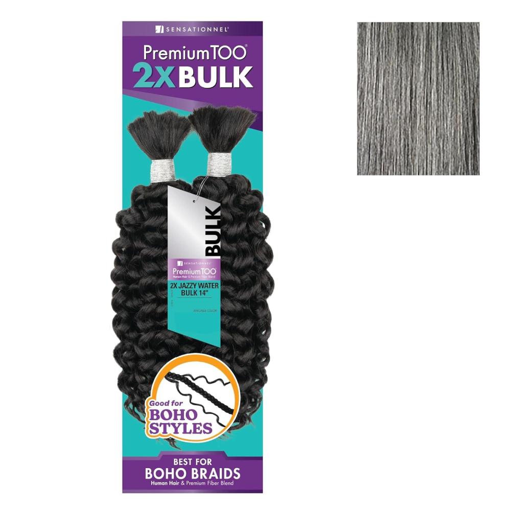 imageSensationnel PremToo Bulk Weaving 2X Jazzy Water Human Hair Blend for Boho Knotless Box or Curly Loose Wave Styles 1 Pack 14 inch 1 JETBLACKM51