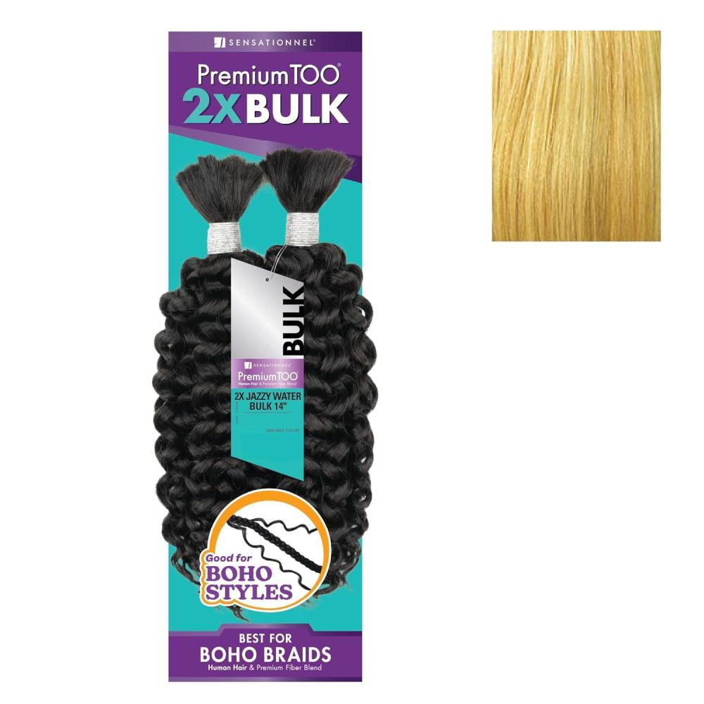 imageSensationnel PremToo Bulk Weaving 2X Jazzy Water Human Hair Blend for Boho Knotless Box or Curly Loose Wave Styles 1 Pack 14 inch 1 JETBLACKS27613