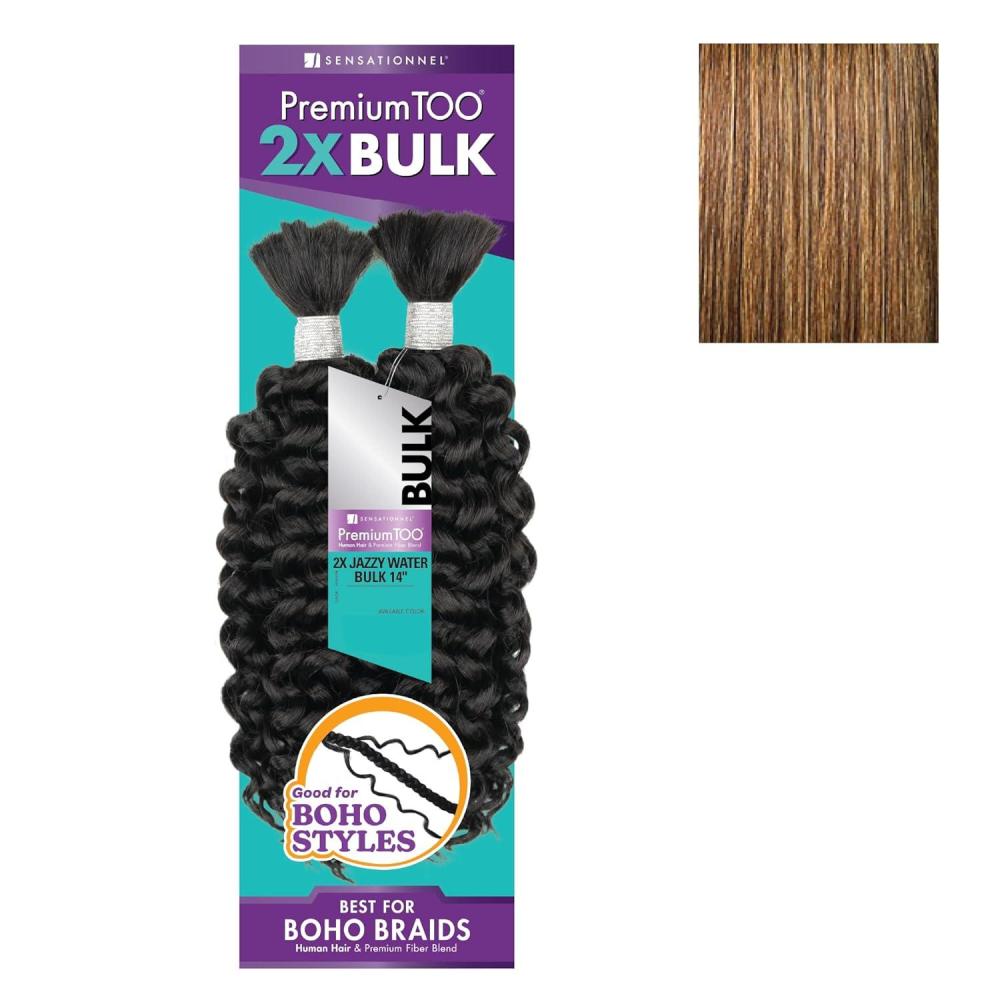imageSensationnel PremToo Bulk Weaving 2X Jazzy Water Human Hair Blend for Boho Knotless Box or Curly Loose Wave Styles 1 Pack 14 inch 1 JETBLACKS427
