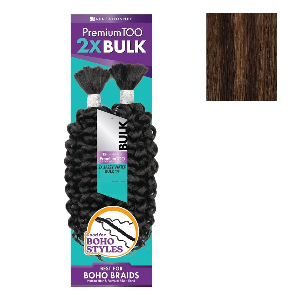 imageSensationnel PremToo Bulk Weaving 2X Jazzy Water Human Hair Blend for Boho Knotless Box or Curly Loose Wave Styles 1 Pack 14 inch 1 JETBLACKS430