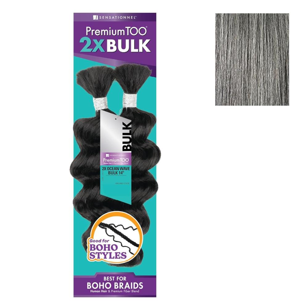imageSensationnel PremToo Bulk Weaving  2X Ocean Wave Human Hair Blend for Boho Knotless Box or Curly Loose Wave Styles  1 Pack 14 inch 1 JETBLACKM51