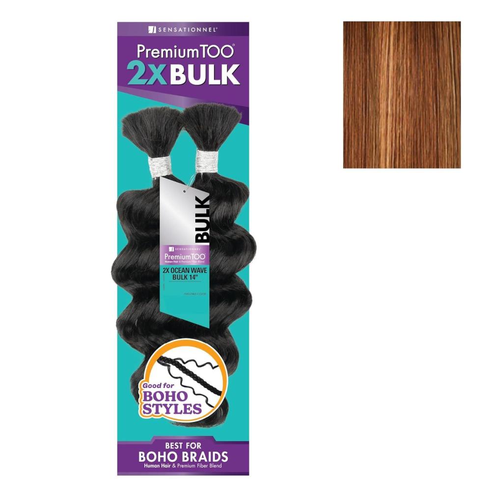imageSensationnel PremToo Bulk Weaving 2X Ocean Wave Human Hair Blend for Boho Knotless Box or Curly Loose Wave Styles 1 Pack 14 inch 1 JETBLACKS2730