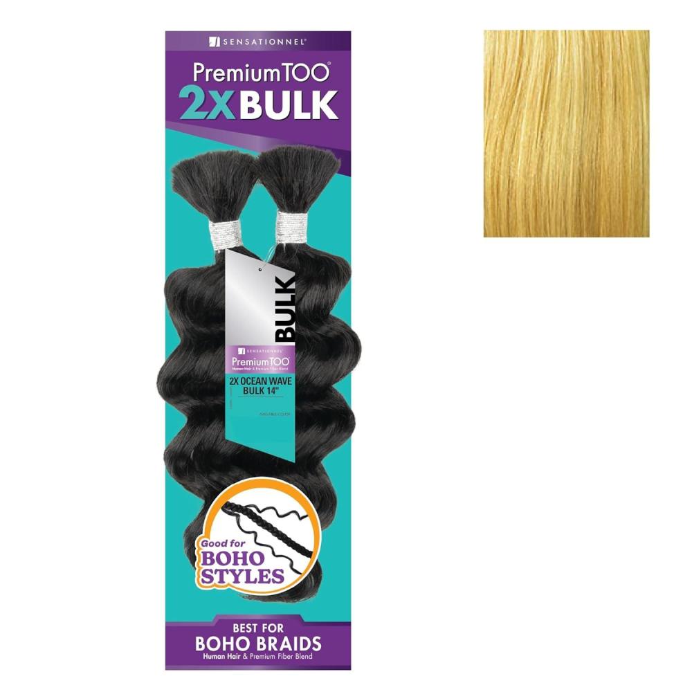 imageSensationnel PremToo Bulk Weaving 2X Ocean Wave Human Hair Blend for Boho Knotless Box or Curly Loose Wave Styles 1 Pack 14 inch 1 JETBLACKS27613