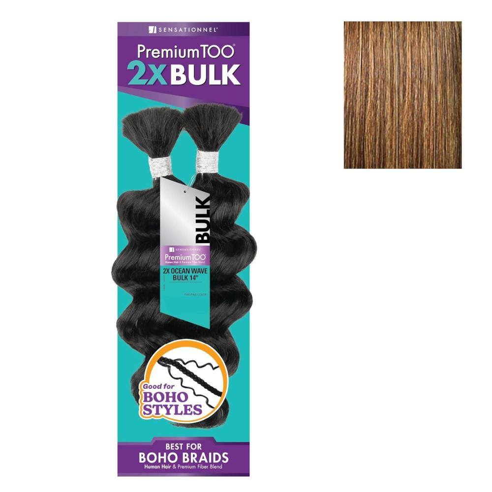 imageSensationnel PremToo Bulk Weaving 2X Ocean Wave Human Hair Blend for Boho Knotless Box or Curly Loose Wave Styles 1 Pack 14 inch 1 JETBLACKS427