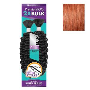 Sensationnel PremToo Bulk Weaving – 2X Jazzy Water Human Hair Blend for Boho, Knotless Box or Curly Loose Wave Styles – 1 Pack (14 inch, 1 JETBLACK)(350 COPPERRED)