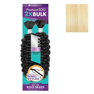 Sensationnel PremToo Bulk Weaving – 2X Jazzy Water Human Hair Blend for Boho, Knotless Box or Curly Loose Wave Styles – 1 Pack (14 inch, 1 JETBLACK)(613 BLONDE)