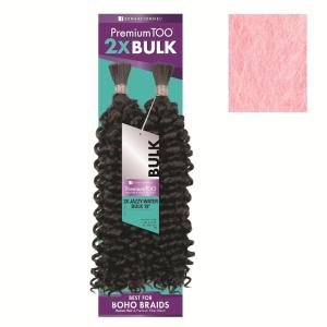 Sensationnel PremToo Bulk Weaving – 2X Jazzy Water Human Hair Blend for Boho, Knotless Box or Curly Loose Wave Styles – 1 Pack (14 inch, 1 JETBLACK)(BLUSHPINK)