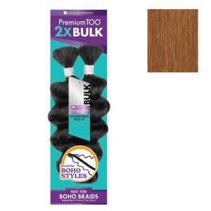 Sensationnel PremToo Bulk Weaving – 2X Ocean Wave Human Hair Blend for Boho, Knotless Box or Curly Loose Wave Styles – 1 Pack (14 inch, 1 JETBLACK)(30 LIGHTAUBURN)