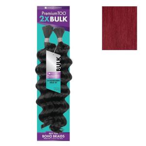 Sensationnel PremToo Bulk Weaving – 2X Ocean Wave Human Hair Blend for Boho, Knotless Box or Curly Loose Wave Styles – 1 Pack (14 inch, 1 JETBLACK)(BG BURGANDY)