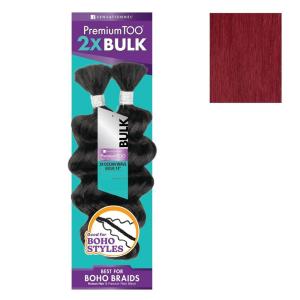 Sensationnel PremToo Bulk Weaving – 2X Ocean Wave Human Hair Blend for Boho, Knotless Box or Curly Loose Wave Styles – 1 Pack (14 inch, 1 JETBLACK)(BG BURGUNDY)