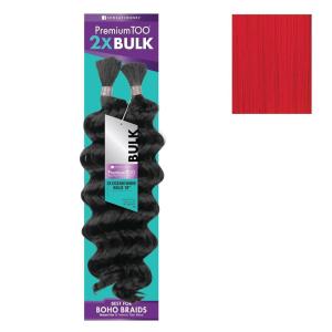 Sensationnel PremToo Bulk Weaving – 2X Ocean Wave Human Hair Blend for Boho, Knotless Box or Curly Loose Wave Styles – 1 Pack (14 inch, 1 JETBLACK)(RED)