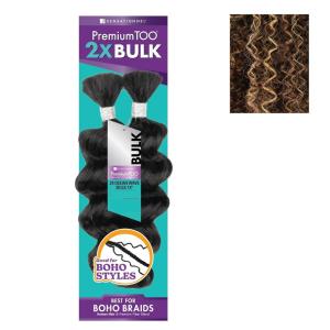 Sensationnel PremToo Bulk Weaving – 2X Ocean Wave Human Hair Blend for Boho, Knotless Box or Curly Loose Wave Styles – 1 Pack (14 inch, 1 JETBLACK)(S4/30/613)