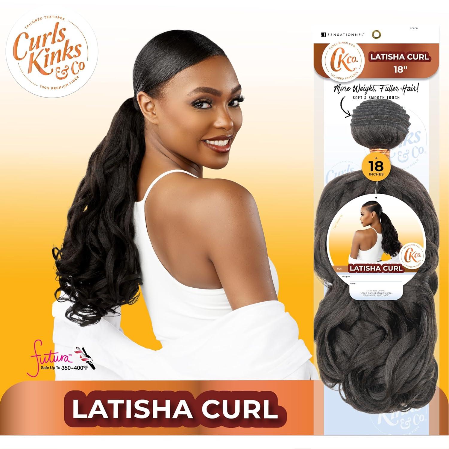 imageSensationnel Curls Kinksandco Synthetic Bundles Latisha Curl Quick Weave Hair or Pony Styles for Natural 3c to 4c Textures 18 inch 1 JETBLACK27 HONEYBLONDE