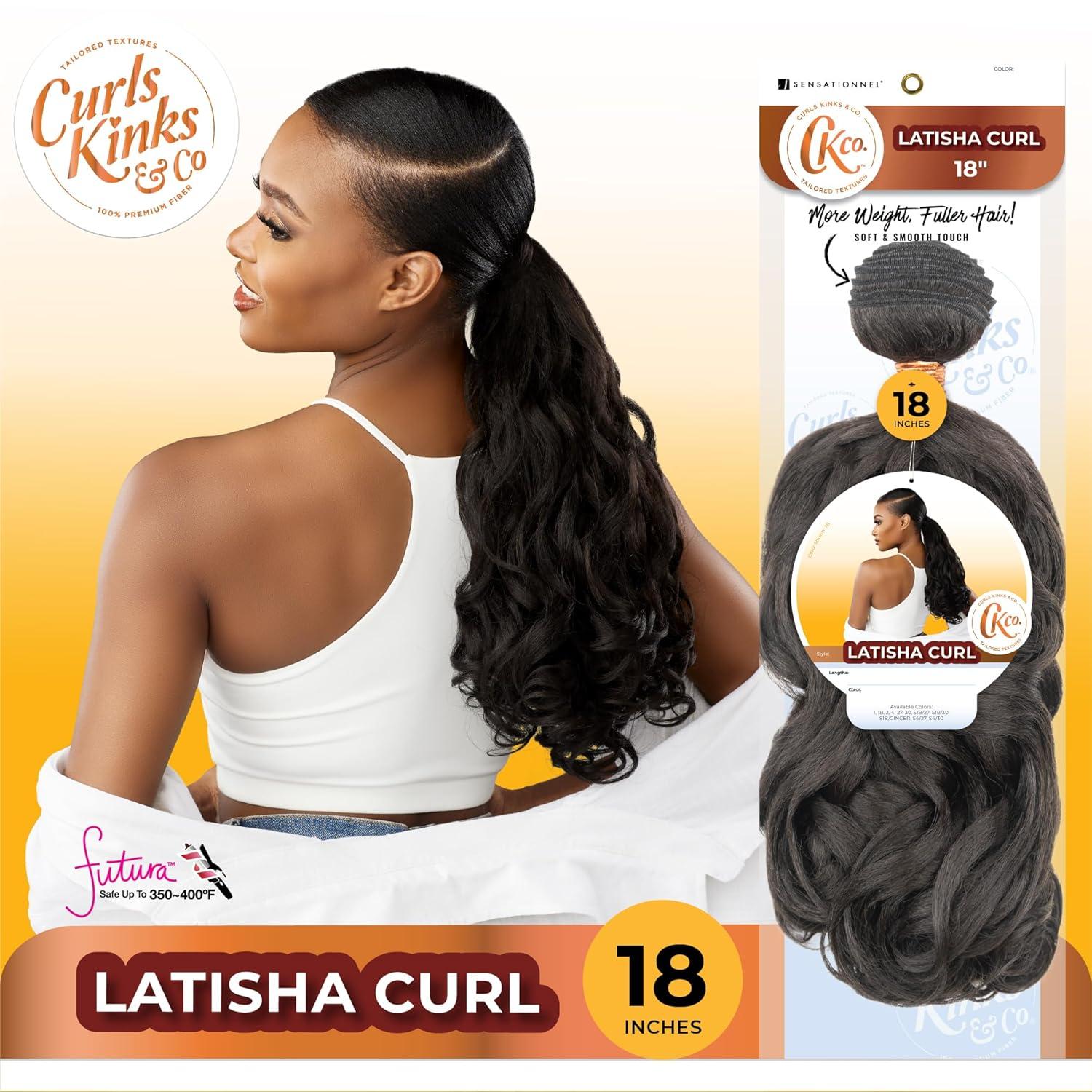 imageSensationnel Curls Kinksandco Synthetic Bundles Latisha Curl Quick Weave Hair or Pony Styles for Natural 3c to 4c Textures 18 inch 1 JETBLACK27 HONEYBLONDE