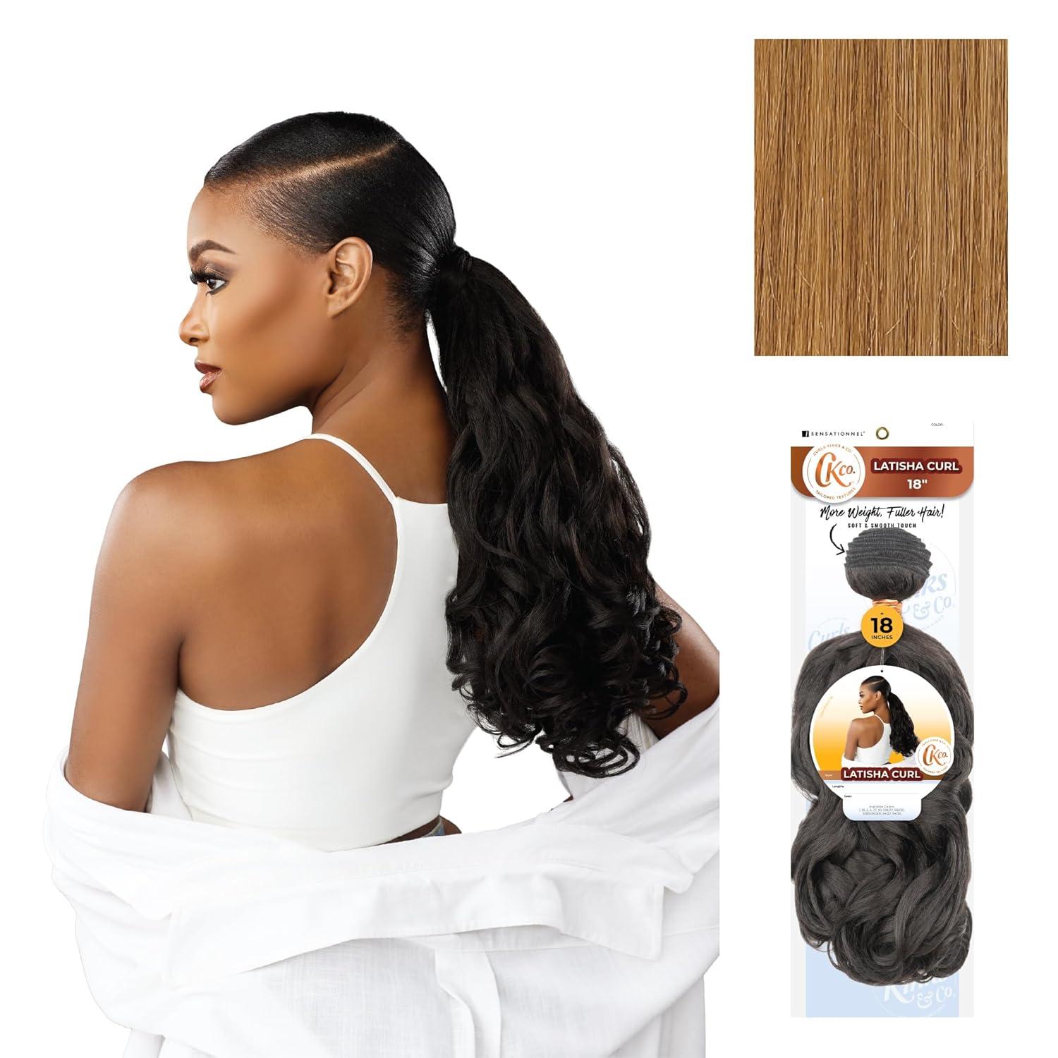 imageSensationnel Curls Kinksandco Synthetic Bundles Latisha Curl Quick Weave Hair or Pony Styles for Natural 3c to 4c Textures 18 inch 1 JETBLACK27 HONEYBLONDE