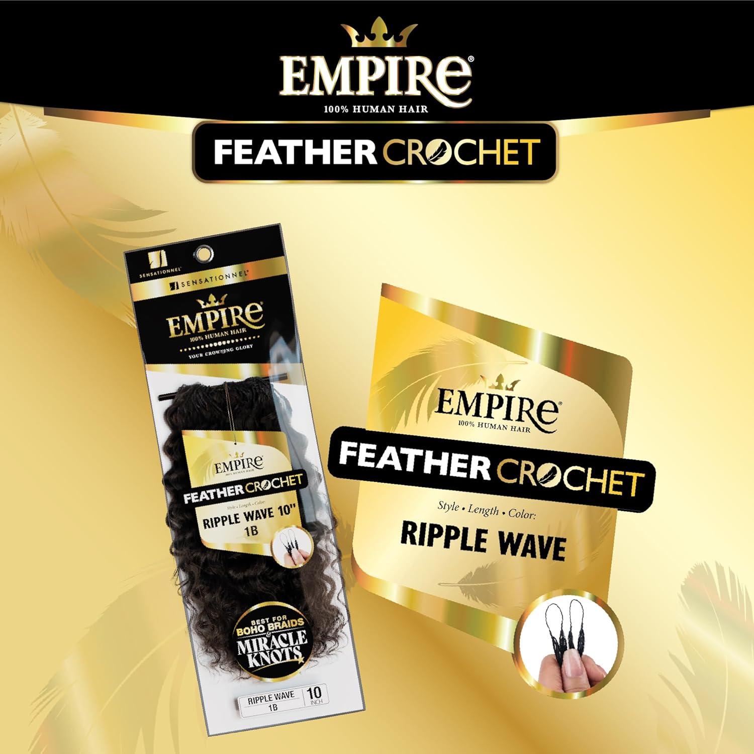 imageSensationnel Empire Feather Crochet Braiding Hair Ripple Wave Human Hair for Boho Braids and Miracle Knots Pre Separated 50 strands 10 inch 1 JETBLACK2 DARKBROWN