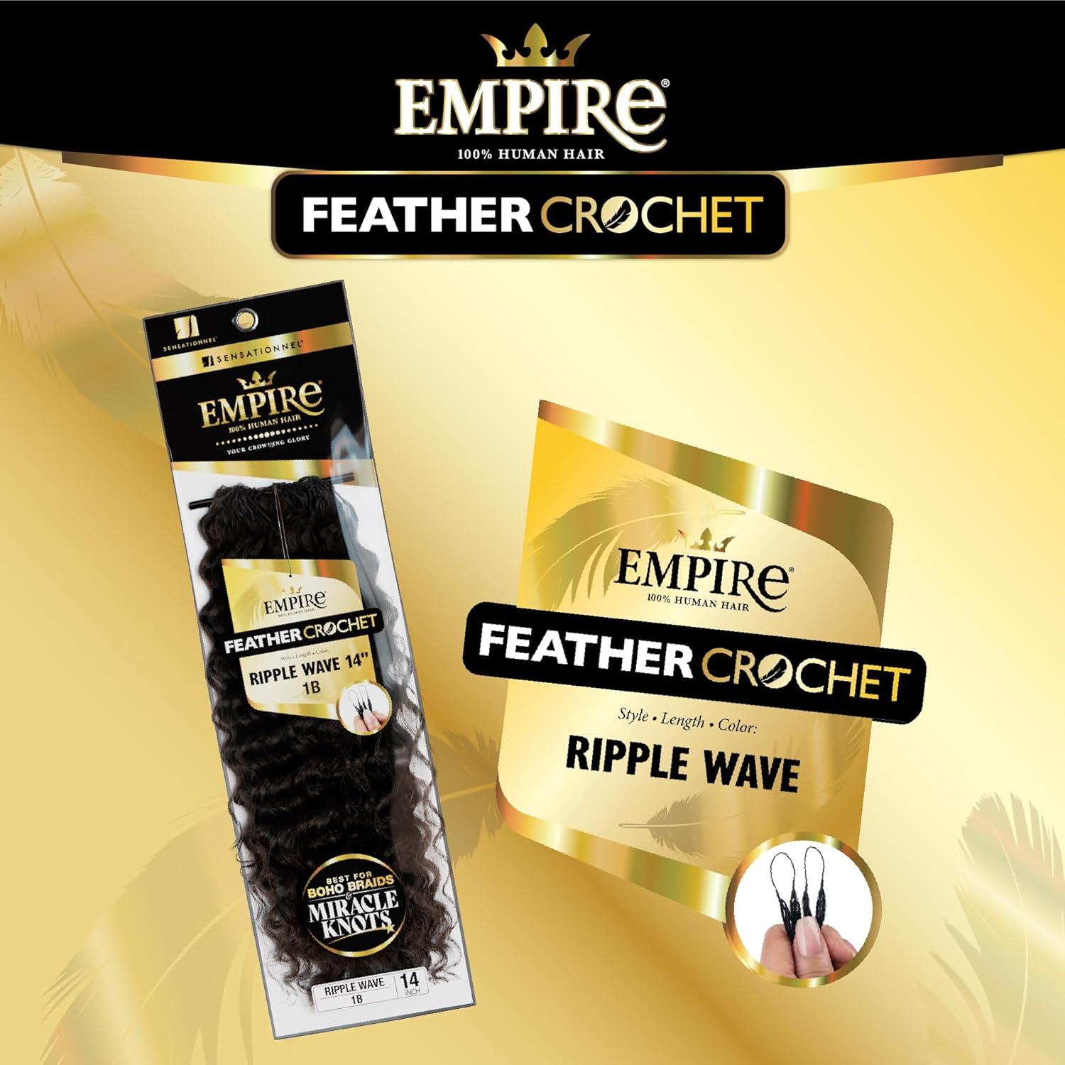 imageSensationnel Empire Feather Crochet Braiding Hair Ripple Wave Human Hair for Boho Braids and Miracle Knots Pre Separated 50 strands 10 inch 1 JETBLACKS430