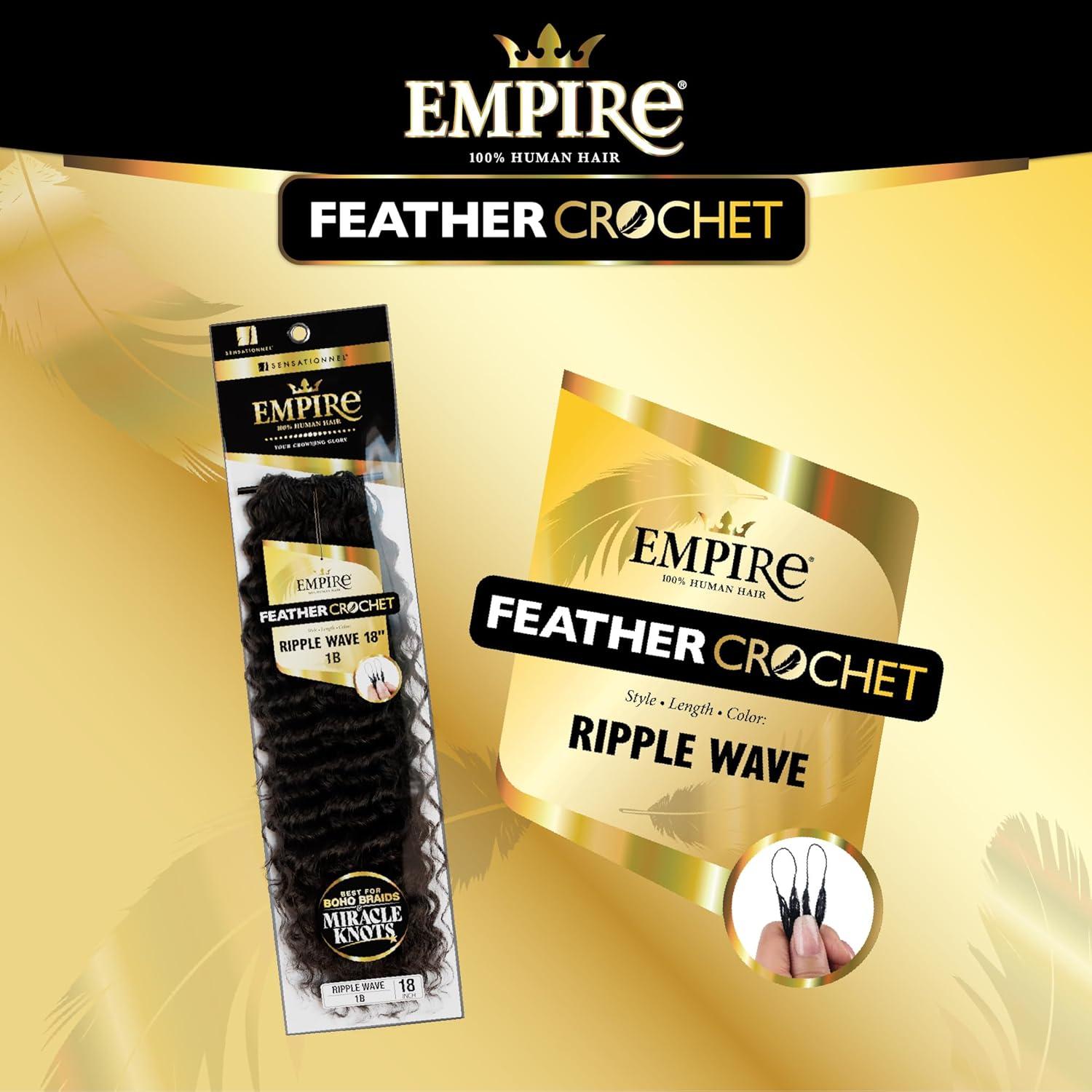 imageSensationnel Empire Feather Crochet Braiding Hair Ripple Wave Human Hair for Boho Braids and Miracle Knots Pre Separated 50 strands 10 inch 1 JETBLACK2 DARKBROWN