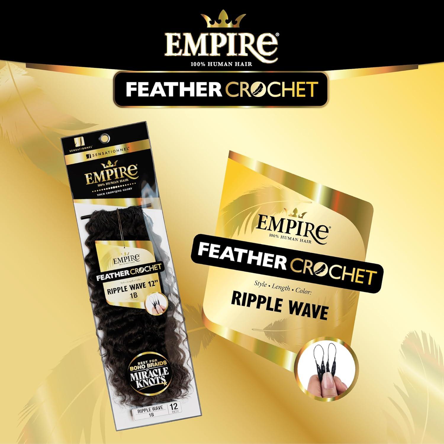 imageSensationnel Empire Feather Crochet Braiding Hair Ripple Wave Human Hair for Boho Braids and Miracle Knots Pre Separated 50 strands 10 inch 1 JETBLACKS430