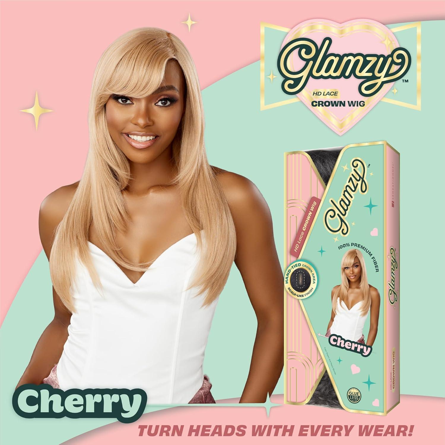 imageSensationnel Glamzy Lace Crown Wig Cherry Glueless Hand Tied CrownArea Synthetic Hair 1 JETBLACK1 JETBLACK