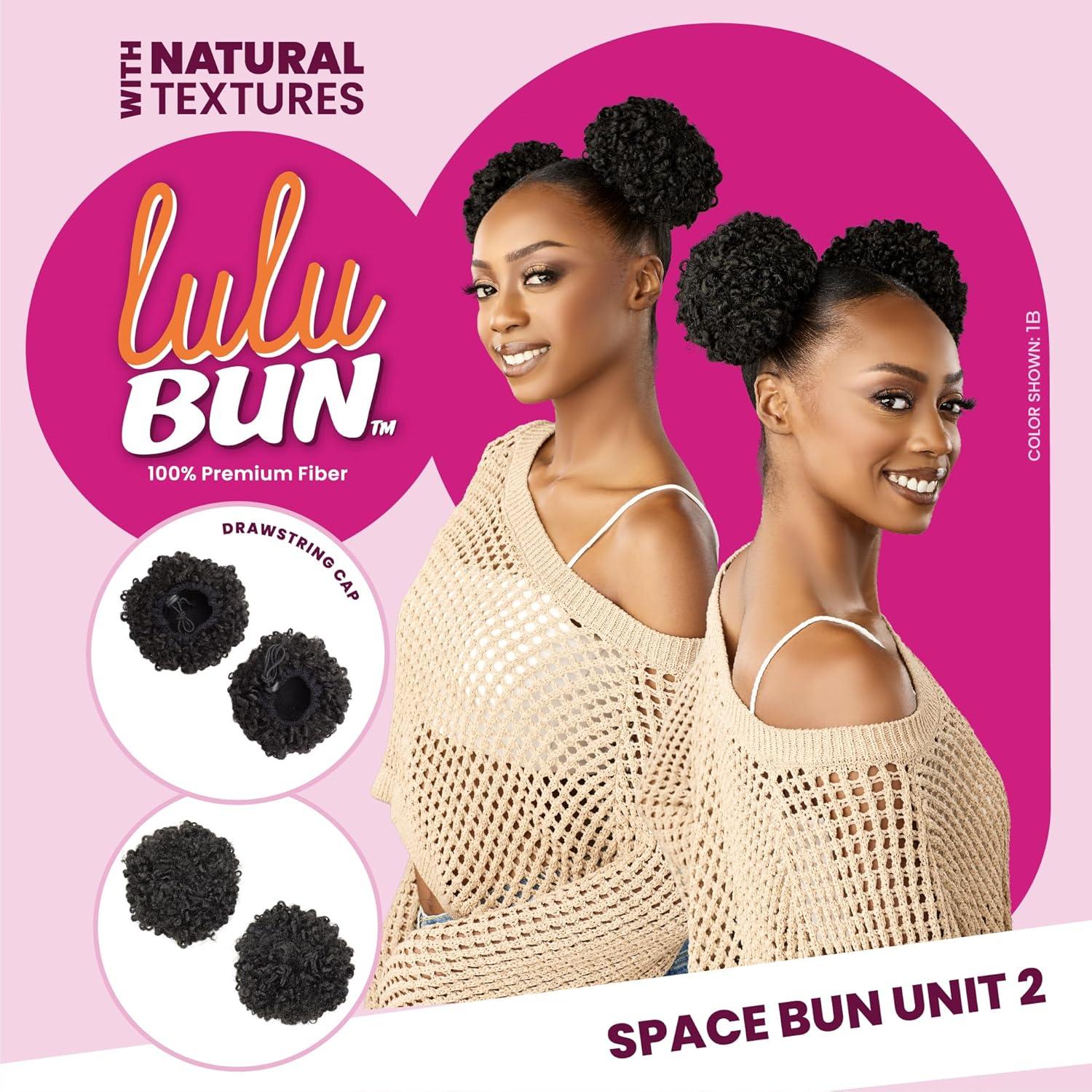 imageSensationnel Lulu Bun Hairextensions Space Buns Unit 2 Synthetic Quick and Easy Wear Hair with Natural Textures 1 JETBLACK1B OFFBLACK