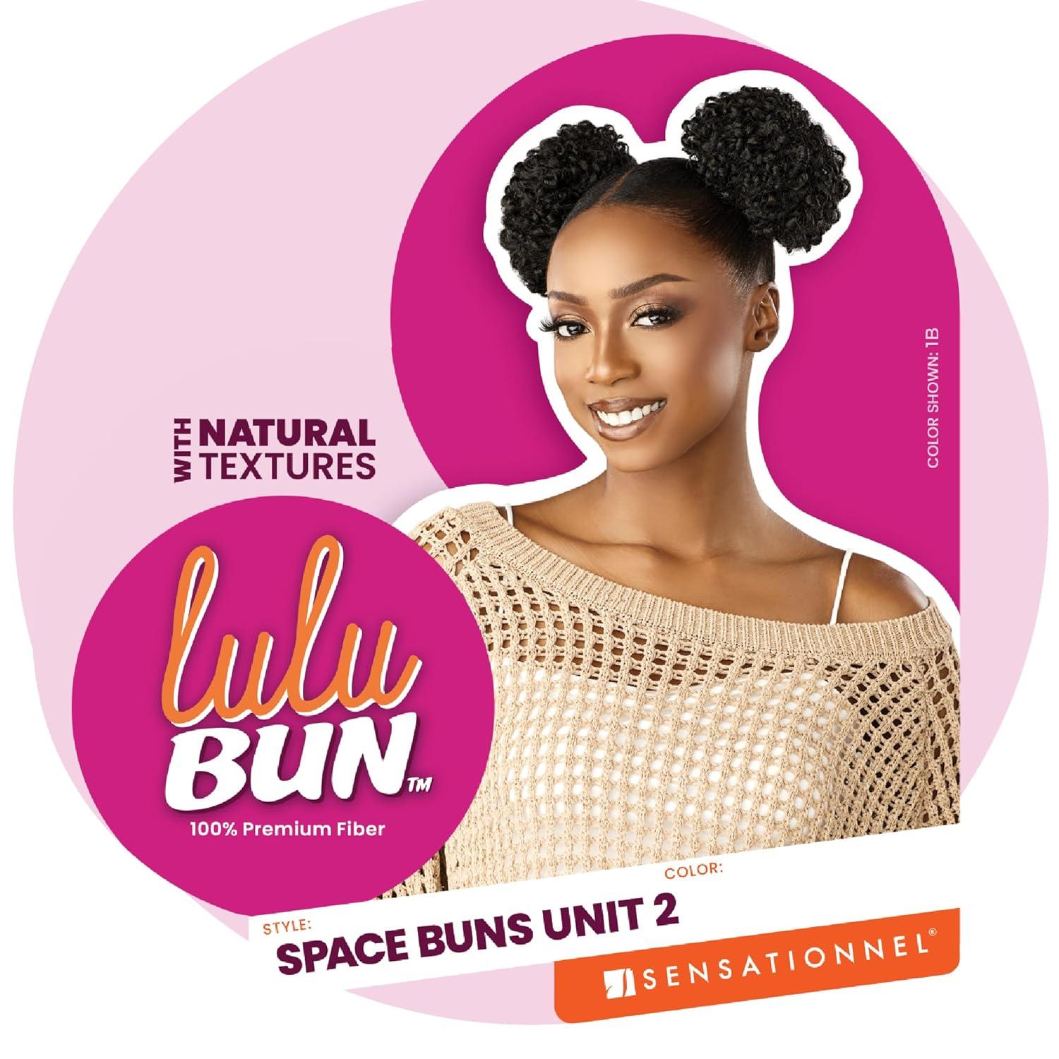 imageSensationnel Lulu Bun Hairextensions Space Buns Unit 2 Synthetic Quick and Easy Wear Hair with Natural Textures 1 JETBLACK2 DARKBROWN