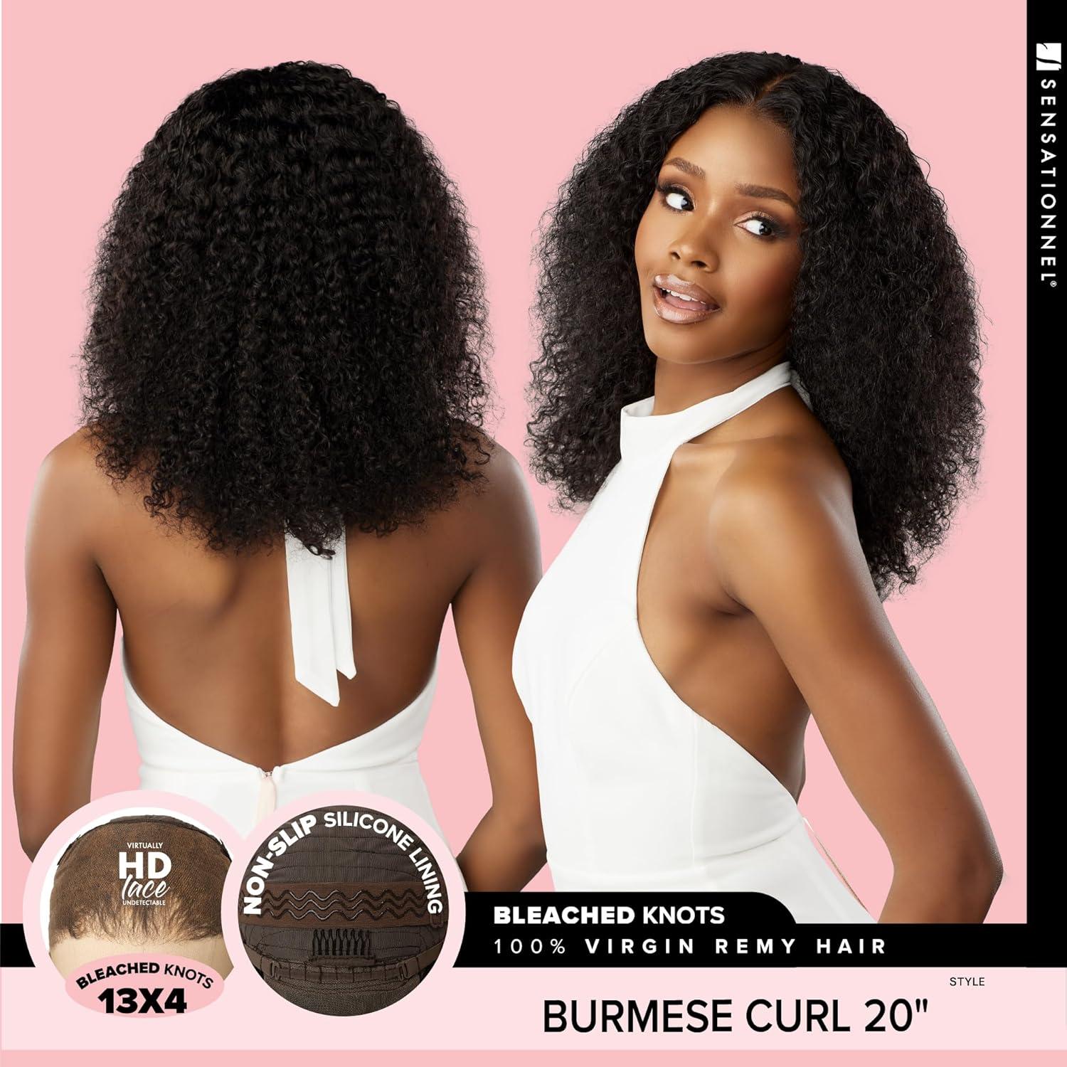 imageSensationnel Pearlish 13x4 Lace Frontal Wig Burmese Curl 20 inch 15A Remy Human Hair Glueless Preplucked Hairline NATURALNATURAL