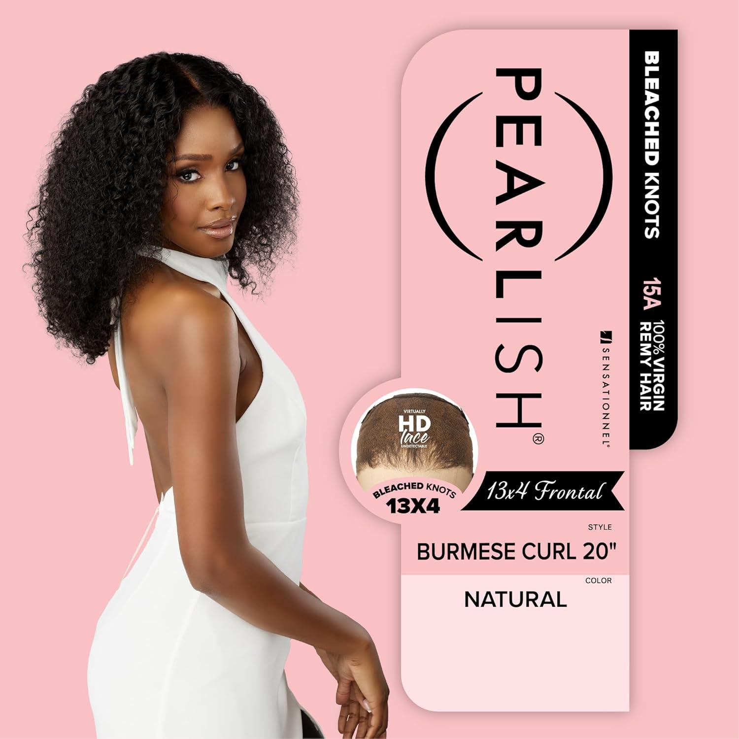 imageSensationnel Pearlish 13x4 Lace Frontal Wig Burmese Curl 20 inch 15A Remy Human Hair Glueless Preplucked Hairline NATURALNATURAL