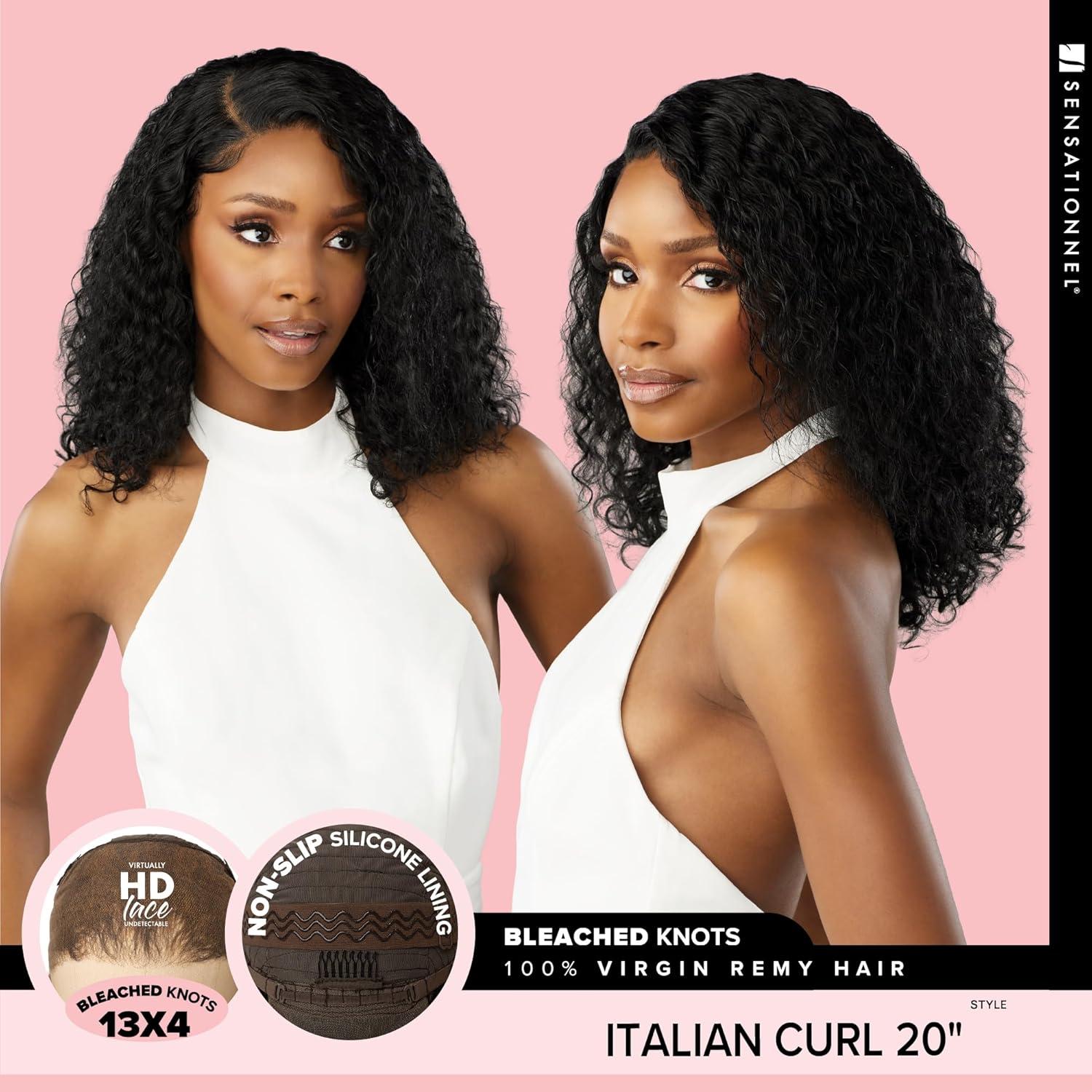 imageSensationnel Pearlish 13x4 Lace Frontal Wig Italian Curl 20 inch 15A Remy Human Hair Glueless Preplucked Hairline NATURALNATURAL