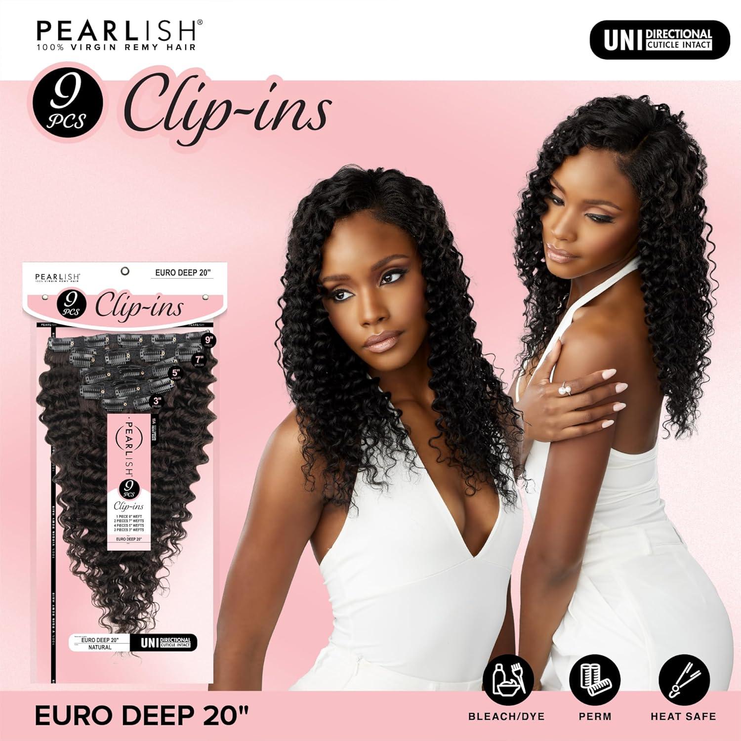 imageSensationnel Pearlish Clip In Euro Deep 20 Inch Pearl Conditioned 15A Remy Human Hair 9 Piece Pack Long Lasing and Easy to Use Extension NATURALNATURAL