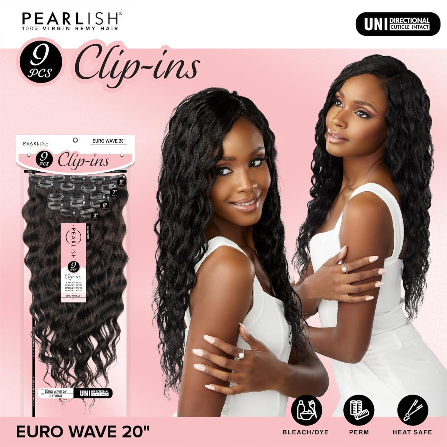 imageSensationnel Pearlish Clip In Euro Wave 20 Inch Pearl Conditioned 15A Remy Human Hair 9 Piece Pack Long Lasing and Easy to Use Extension NATURALNATURALBLACK