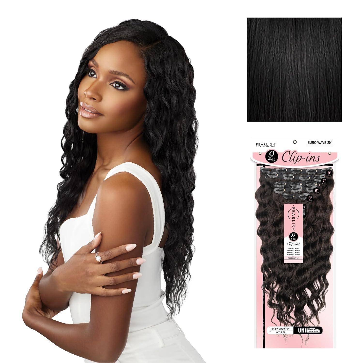 imageSensationnel Pearlish Clip In Euro Wave 20 Inch Pearl Conditioned 15A Remy Human Hair 9 Piece Pack Long Lasing and Easy to Use Extension NATURALNATURALBLACK