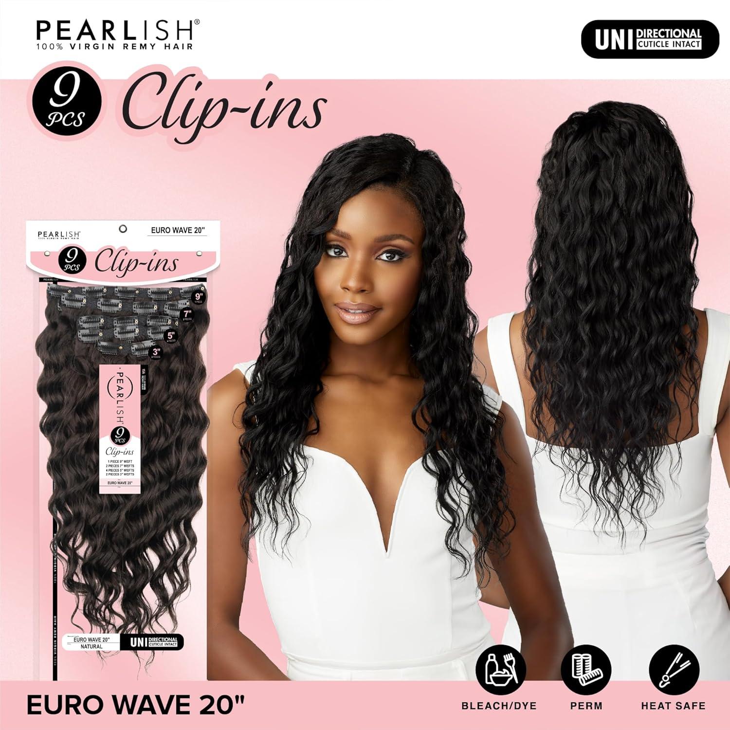 imageSensationnel Pearlish Clip In Euro Wave 20 Inch Pearl Conditioned 15A Remy Human Hair 9 Piece Pack Long Lasing and Easy to Use Extension NATURALNATURALBLACK