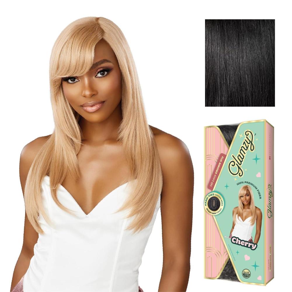 imageSensationnel Glamzy Lace Crown Wig Cherry Glueless Hand Tied CrownArea Synthetic Hair 1 JETBLACK1 JETBLACK