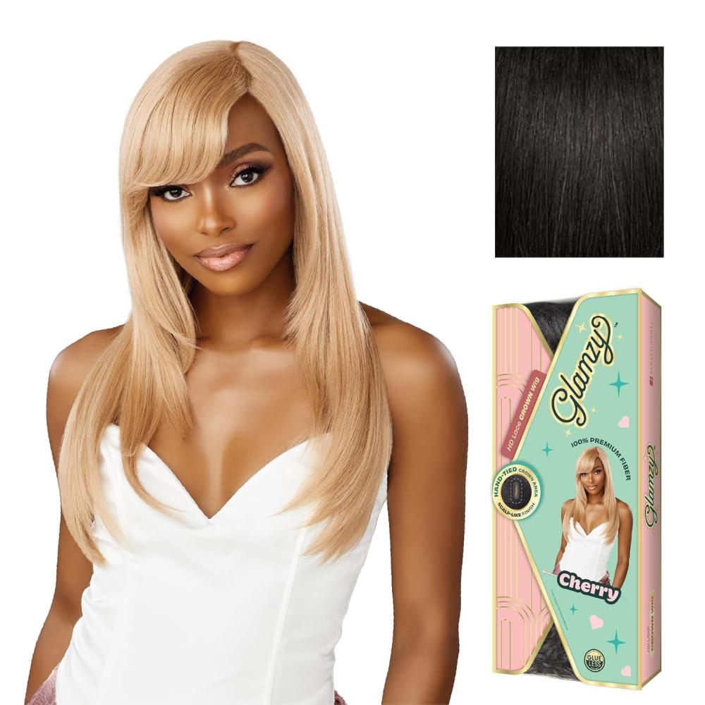 imageSensationnel Glamzy Lace Crown Wig Cherry Glueless Hand Tied CrownArea Synthetic Hair 1 JETBLACK1B OFFBLACK