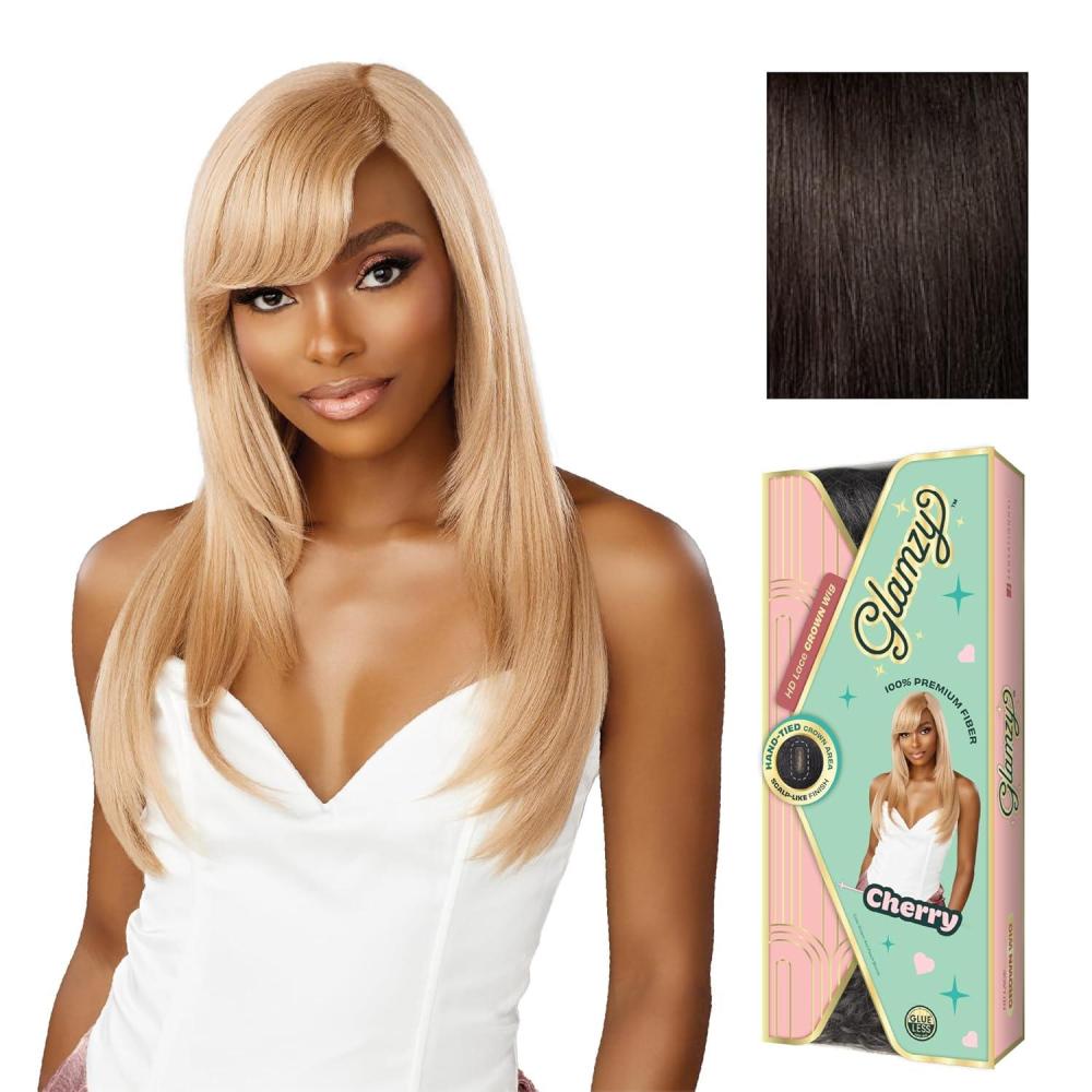imageSensationnel Glamzy Lace Crown Wig Cherry Glueless Hand Tied CrownArea Synthetic Hair 1 JETBLACK2 DARKBROWN