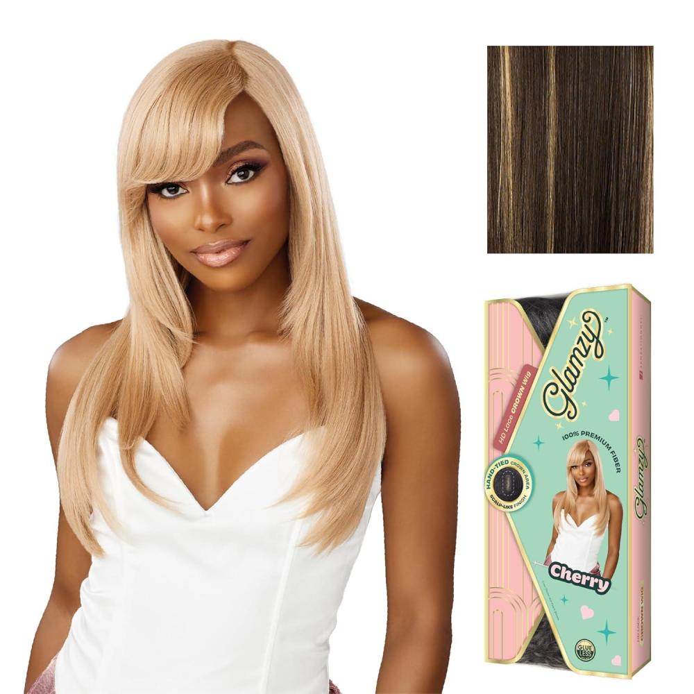 imageSensationnel Glamzy Lace Crown Wig Cherry Glueless Hand Tied CrownArea Synthetic Hair 1 JETBLACKCH27