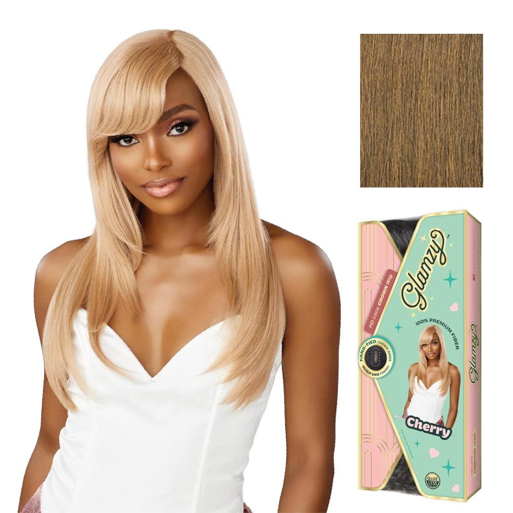 imageSensationnel Glamzy Lace Crown Wig Cherry Glueless Hand Tied CrownArea Synthetic Hair 1 JETBLACKMOCHABROWN