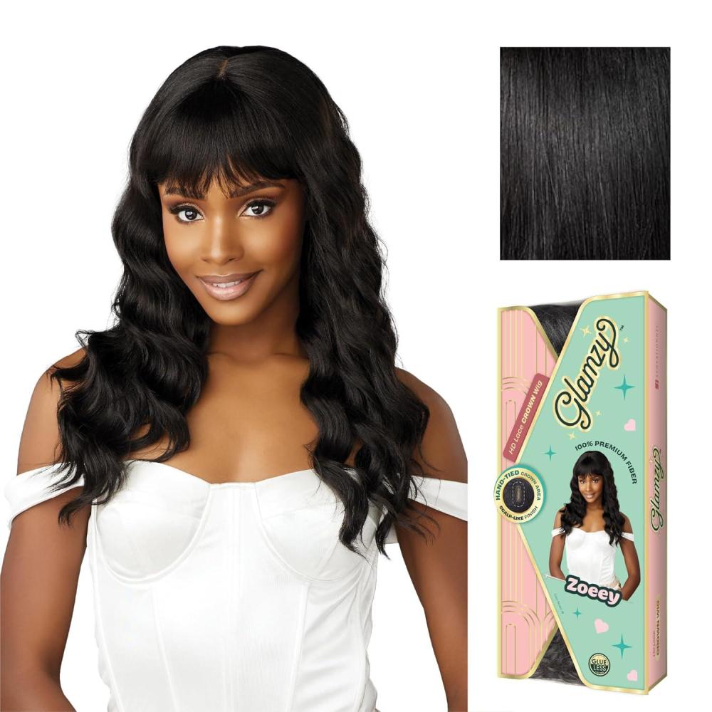 imageSensationnel Glamzy Lace Crown Wig Zoeey Glueless Hand Tied CrownArea Synthetic Hair 1 JETBLACK1 JETBLACK