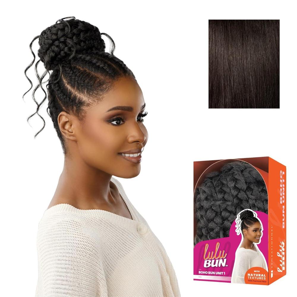 imageSensationnel Lulu Bun Hairextensions  Boho Unit 1 Synthetic Quick and Easy Wear Hair with Natural Textures 1 JETBLACK2 DARKBROWN