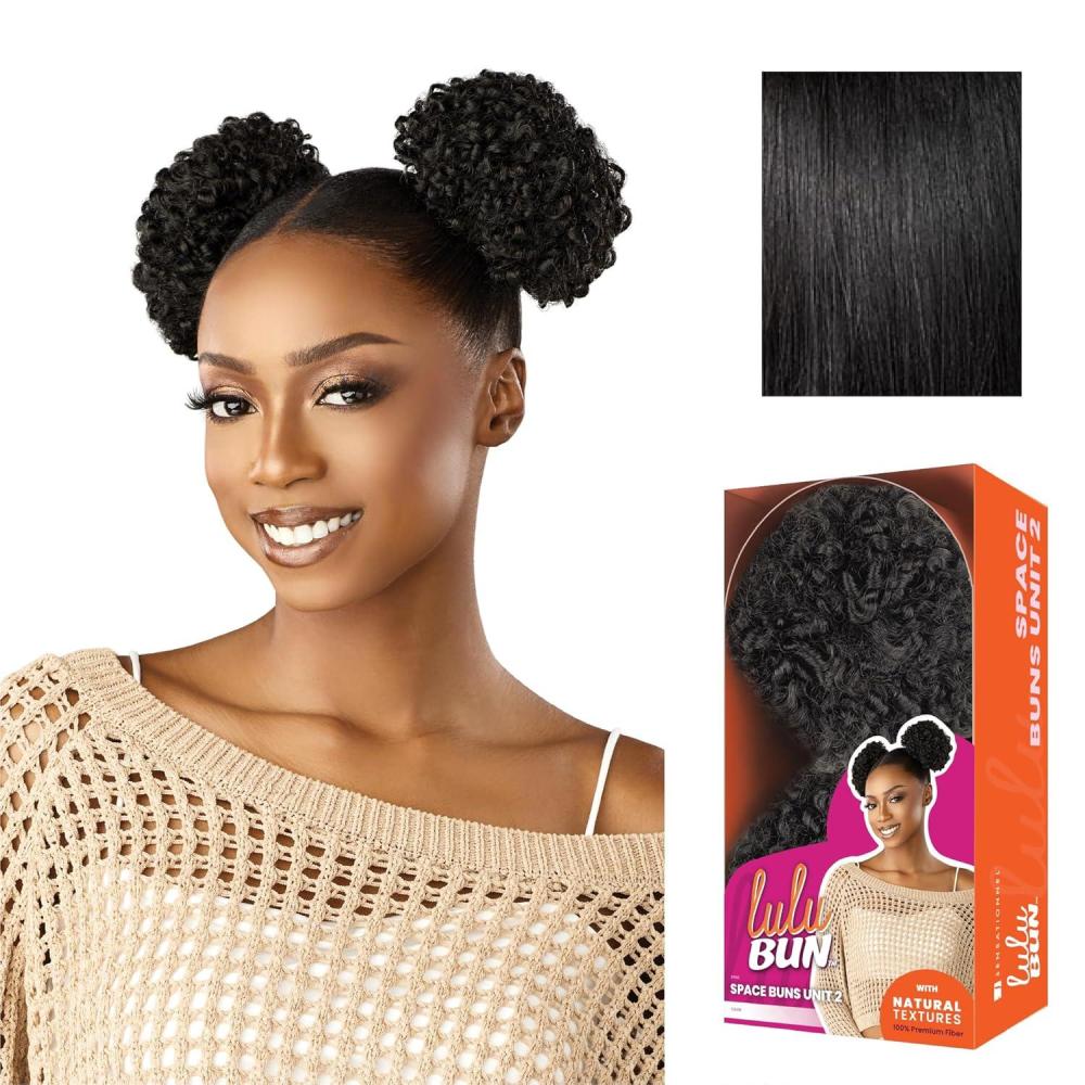 imageSensationnel Lulu Bun Hairextensions Space Buns Unit 2 Synthetic Quick and Easy Wear Hair with Natural Textures 1 JETBLACK1 JETBLACK