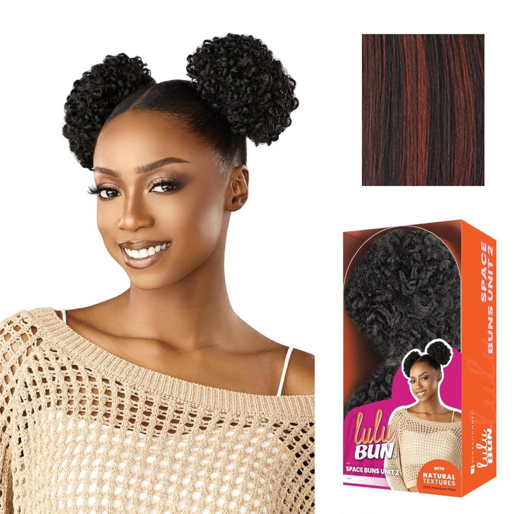 imageSensationnel Lulu Bun Hairextensions  Space Buns Unit 2 Synthetic Quick and Easy Wear Hair with Natural Textures 1 JETBLACKF1B350